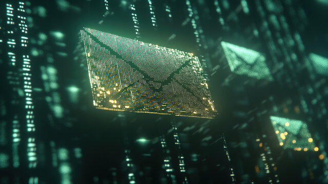 neon light digital envelope, message, e-mail, internet - Powered by Adobe