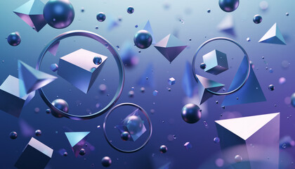 Ethereal Geometric Shapes in 3D Space | Abstract Art Motion Background