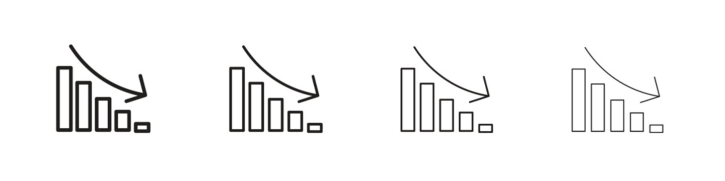 Chat arrow down icon set. A collection of simple black thin strokes icons