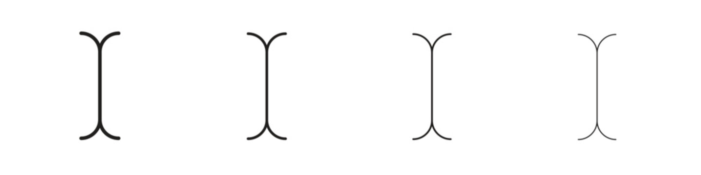 Cursor text icon set. A collection of simple black thin strokes icons