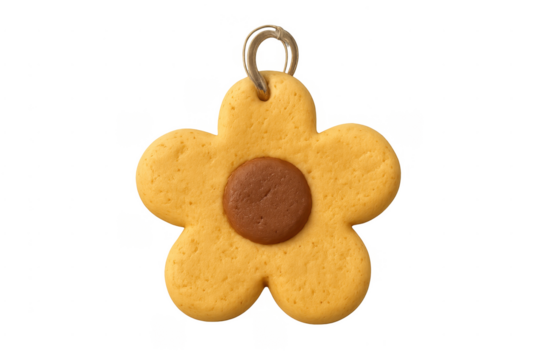 Flower cookie keychain with metal ring transparent background
