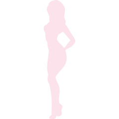 Silhouette of a Woman Posing Gracefully with Arms Behind Her Back Against a Transparent Background