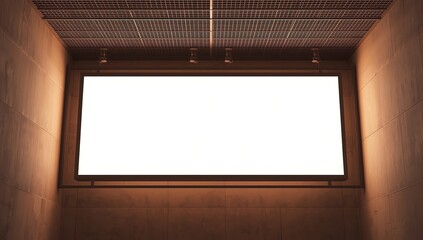 Horizontal rectangular white empty signage mock up of store, shop in shopping mall