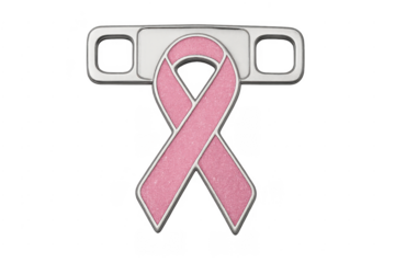 Pink glitter ribbon awareness symbol on metal clip