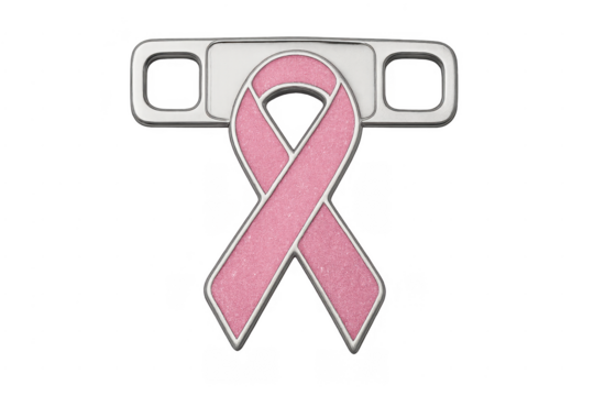 Pink glitter ribbon awareness symbol on metal clip - Powered by Adobe