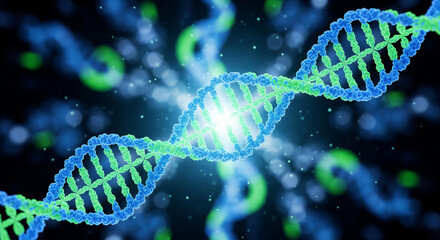 Ultra macro view highlights the intricate nanoscale structure of a synthesized mRNA molecule forming a glowing helix model