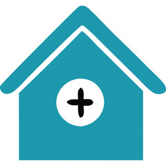 Teal House Symbol With White Circle And Black Plus Sign Healthcare Medical Symbol On Transparent Background
