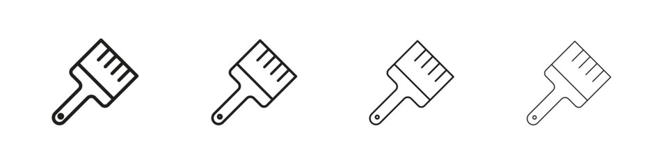 Fototapeta premium Paint brush icon set. A collection of simple black thin strokes icons