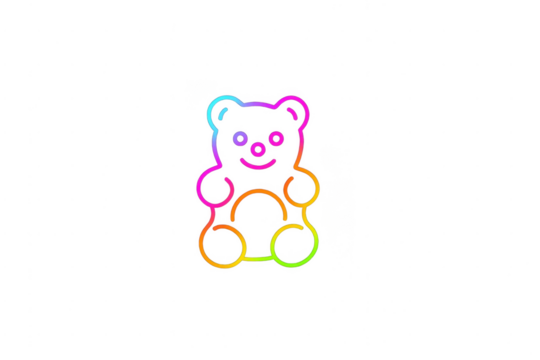 Gummy bear outline with rainbow gradient and transparent background