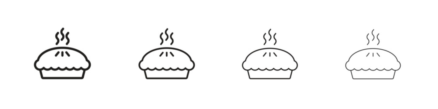 Pie icon set. A collection of simple black thin strokes icons
