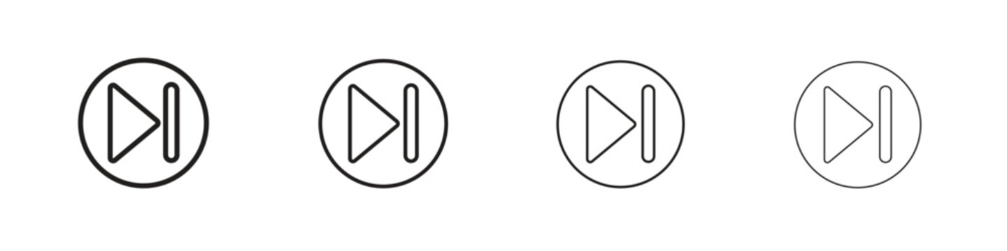 Play pause icon set. A collection of simple black thin strokes icons