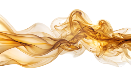 Ethereal wisps of golden amber smoke, swirling and flowing across a dark background, cutout, PNG, isolated on white or transparent background, AI