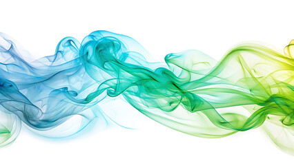 Ethereal wisps of lime green and aqua smoke, flowing in abstract waves, cutout, PNG, isolated on white or transparent background, AI
