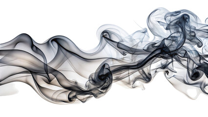 Wispy ethereal trails of dark gray and white smoke, swirling and flowing, cutout, PNG, isolated on white or transparent background, AI