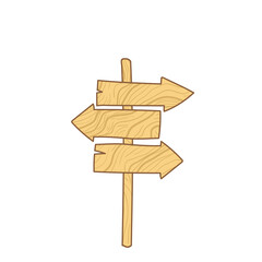 Wooden Directional Signpost with Three Arrows Pointing Left and Right Against a Transparent Background