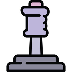 Retro Joystick Controller with Purple Grip and Gray Base on Transparent Background Representing Vintage Gaming and Arcade Machines