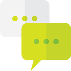 Two Overlapping Speech Bubbles One White One Lime Green With Yellow Dots Representing Communication And Conversation