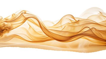 Ethereal wispy golden sand smoke trails, flowing in abstract waves, cutout, PNG, isolated on white or transparent background, AI