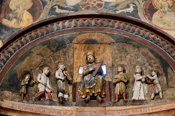 Fresco (13th century) of King David playing the lyre.