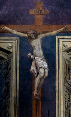 Fresco (19th century) of Jesus Christ crucified on the cross.