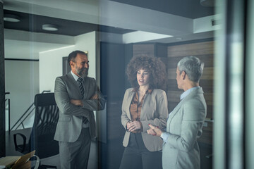 Business group having a meeting discussing corporate strategy