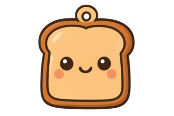 Kawaii smiling toast bread character keychain design