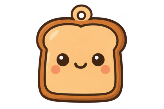 Kawaii smiling toast bread character keychain design