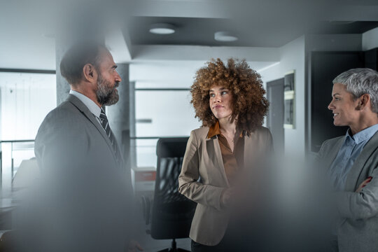 Diverse business professionals having a corporate office meeting discussion