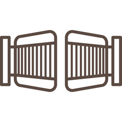 Vector Graphic Of An Open Gate Entrance With Vertical Bars And Brown Outline On A Transparent Background Representing Access And Passage