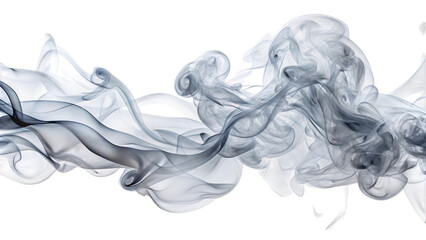Wispy ethereal smoke trails, in shades of white and grey, swirling and flowing, cutout, PNG, isolated on white or transparent background, AI