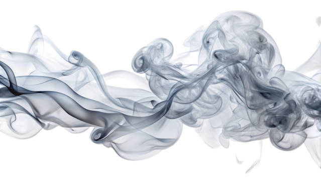Wispy ethereal smoke trails, in shades of white and grey, swirling and flowing, cutout, PNG, isolated on white or transparent background, AI - Powered by Adobe