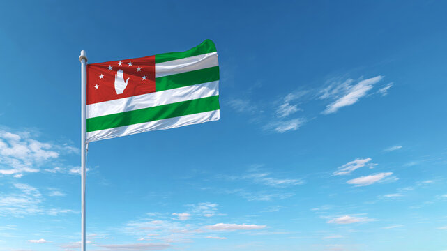Celebrating Independence Day with the Flag of Abkhazia under a Clear Blue Sky