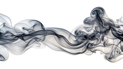 Wispy slate gray smoke trails, flowing across a dark background, cutout, PNG, isolated on white or transparent background, AI
