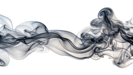 Wispy slate gray smoke trails, flowing across a dark background, cutout, PNG, isolated on white or transparent background, AI