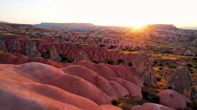 Cappadocia Rose Valley Sunset Cinematic Footage