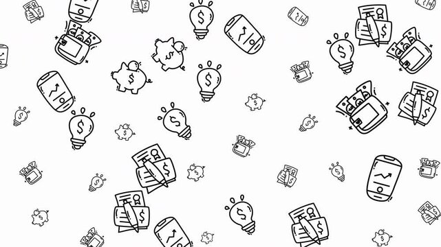 Money pattern cartoon icons for finance and business concepts. Suitable for presentations, websites, ads, and educational materials on money management.