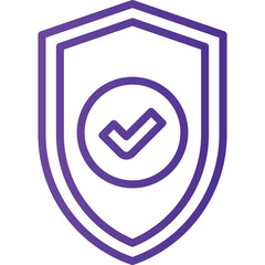 Purple Shield Icon With Check Mark Symbol For Security Safety And Protection On Transparent Background