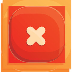 Obraz premium Red square button with white cross icon simple clean graphic design with shadow effect isolated on transparent background