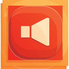 Red Square Button With Volume Icon On Transparent Background