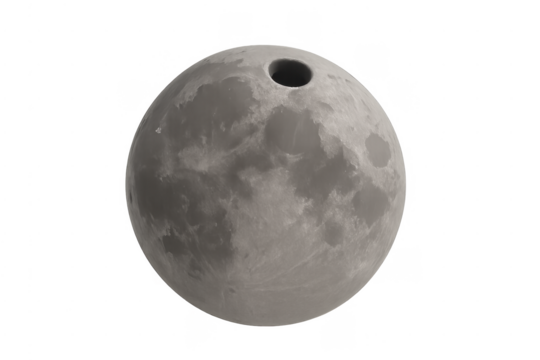 Moon planet bowling ball hybrid concept on transparent background