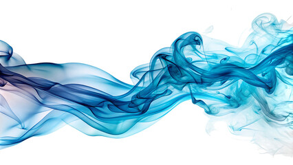Wispy ethereal trails of translucent blue and deep indigo smoke, flowing across a dark background, cutout, PNG, isolated on white or transparent background, AI
