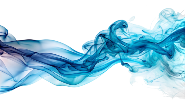 Wispy ethereal trails of translucent blue and deep indigo smoke, flowing across a dark background, cutout, PNG, isolated on white or transparent background, AI - Powered by Adobe