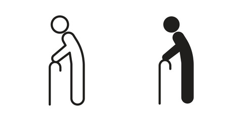 Walking stick icon concept outline symbol design. Simple element illustration.