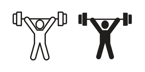 Weightlifter icon concept outline symbol design. Simple element illustration.