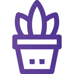 Stylized Potted Plant Icon In Purple On Transparent Background Ideal For Digital Graphics And Design Projects