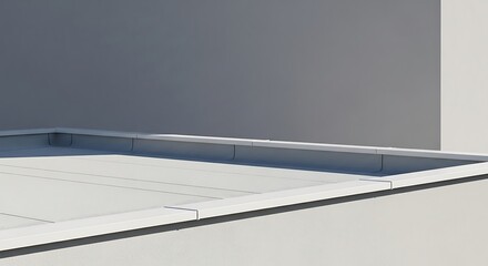 Minimalist architectural detail featuring a flat roof and clean lines