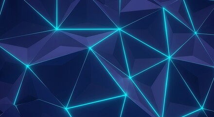 Abstract faceted blue background with glowing cyan network connections