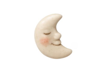 Ceramic crescent moon with face sleeping peacefully