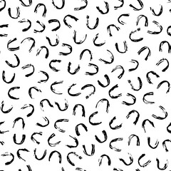 Seamless dry brush simple stroke pattern. Dashed arch shaped lines, simple gritty smears. Curved brush strokes seamless background. Minimalistic backdrop.