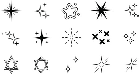 Fototapeta premium Collection of Sparkle and Shine Icons Starbursts, Glitters, and Twinkles for Design Elements